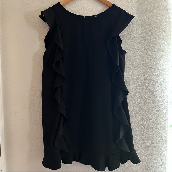 Very J | Black Sheath Ruffle Mini Sleeveless Dress - Picture 7 of 8